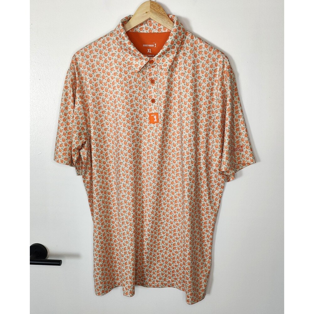 Bogey Bros Golf Polo Shirt Men XL Peaches Tooty Fruity Short Sleeve Stretch